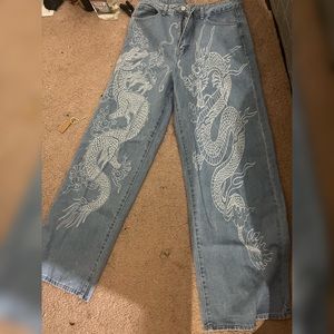 Light wash dragon pants